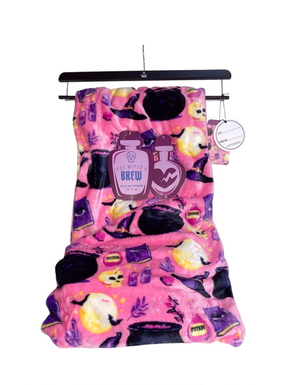 Halloween Pink Witch's Brew Plush Throw Blanket NEW